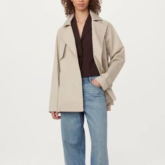 NWT Frank & Oak The Cropped Trench Coat in Light Beige M - Picture 2 of 15